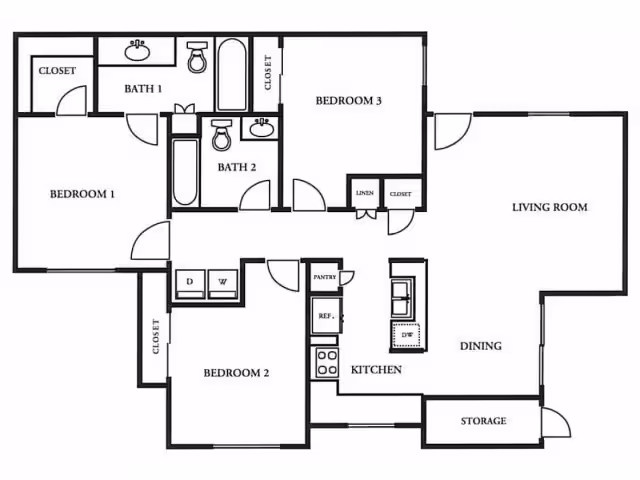 3 Beds • 2 Bath 01-0124 floor plan